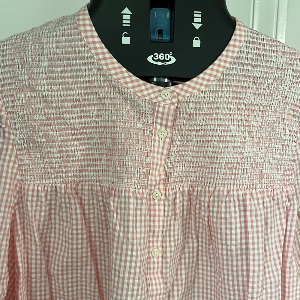 Pink and White Boden Blouse with Puff Sleeves - Picture 2 of 5